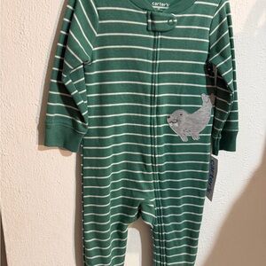 Carter's Teal Striped Footie with Sea Lion